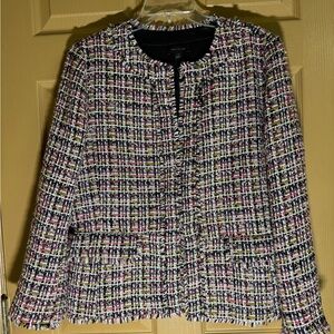 Ann Taylor Multicolor Tweed Blazer with Textured Fabric